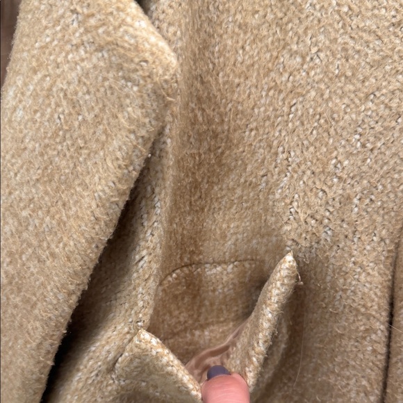 Zara Oversized Tan Double-Breasted Pea Coat - Picture 4 of 14